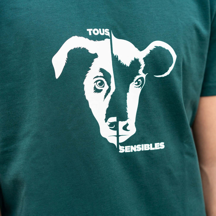 T-shirt "Tous sensibles" - vert - coupe cintrée