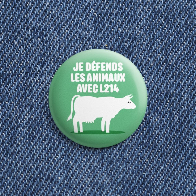 Je défends les animaux - cochon -  diamètre 3,8 cm