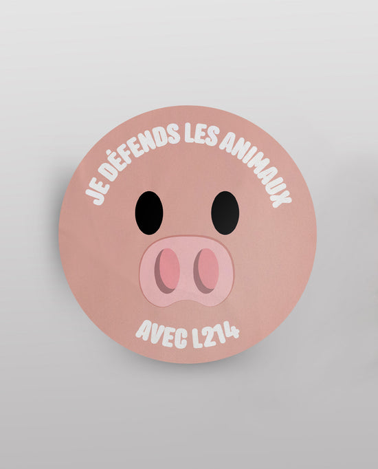 Sticker "Je défends les animaux" - cochon portrait