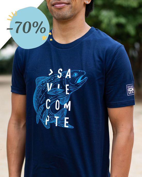 T-shirt "truite" - navy - coupe droite