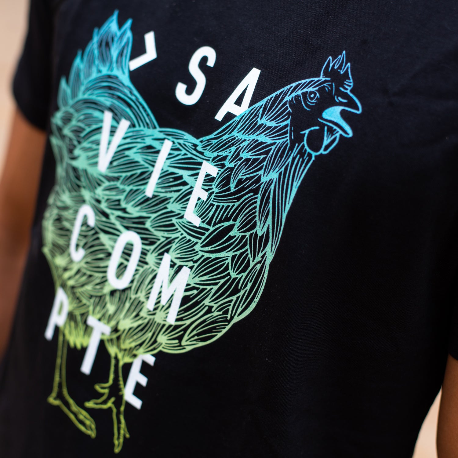 T-shirt "poule" - noir - unisexe