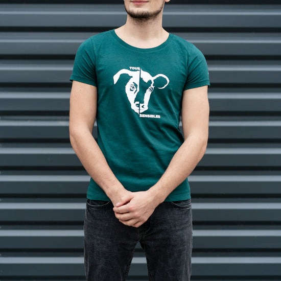 T-shirt "Tous sensibles" - vert - coupe cintrée