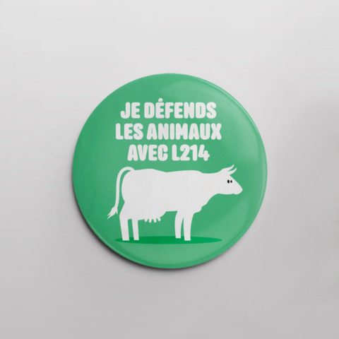 Badge « Je défends les animaux » - vache