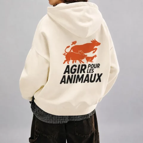 Sweat à capuche ivoire - Agir pour les animaux